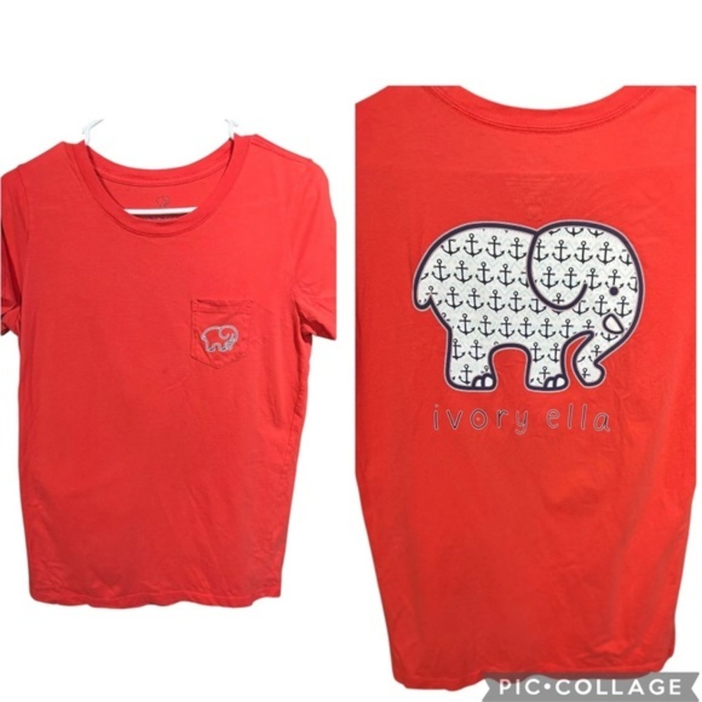 Ivory Ella Save the Elephants Pocket Crewneck T-Shirt Sz Medium